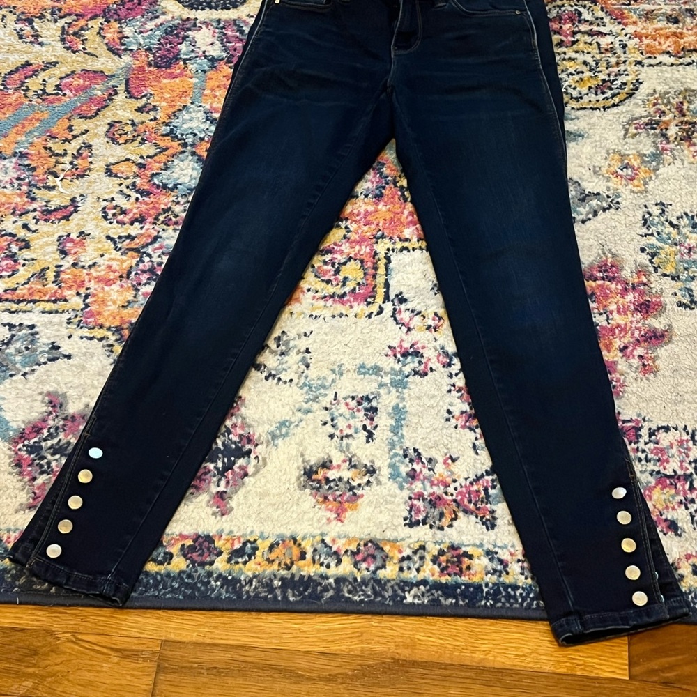 White House Black Market Dark Blue Ankle Jeans with Button Accents